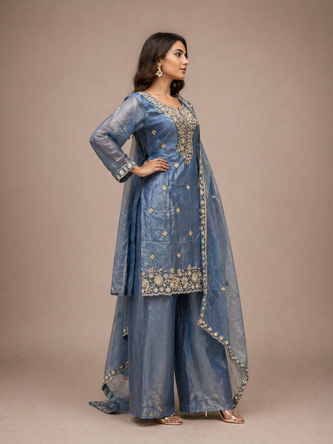 Roohani Frosted Blue Handwork Suit