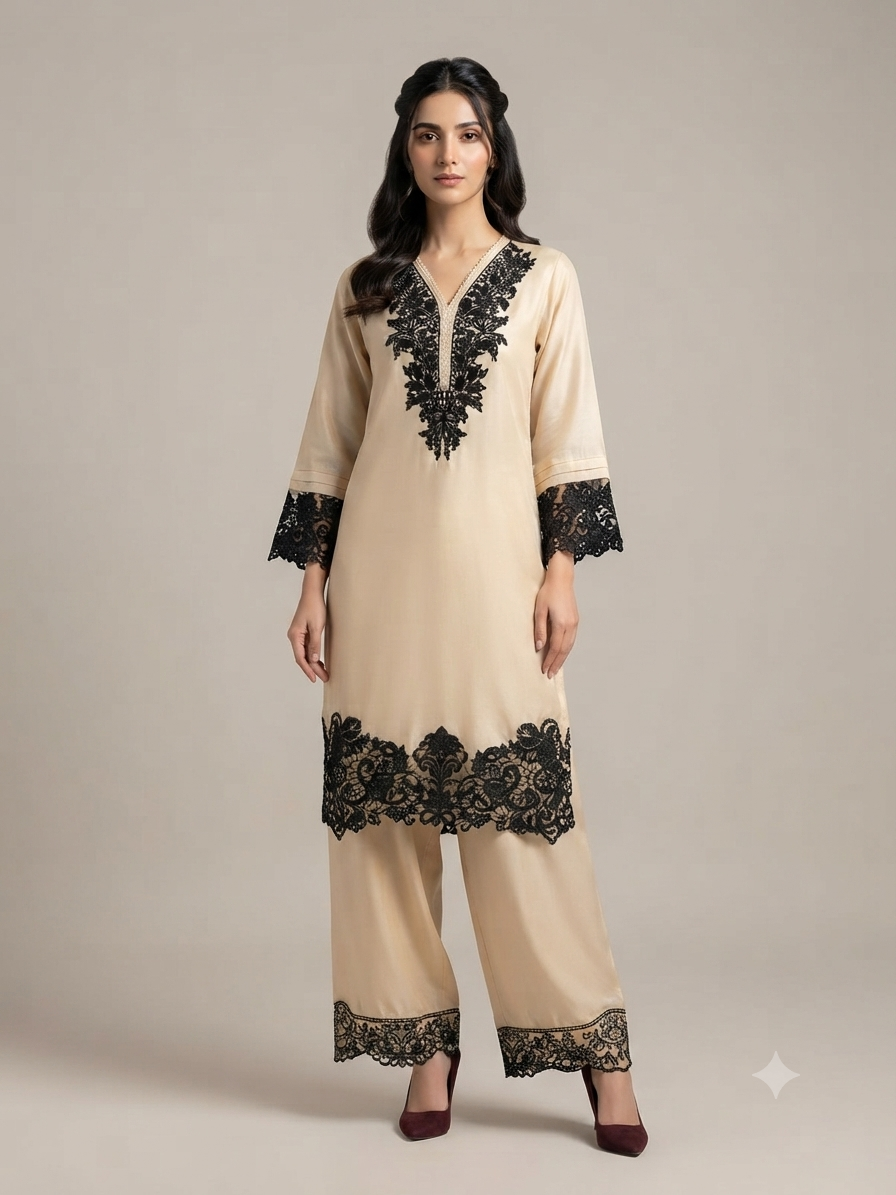 Noir lace elegance co-ord set