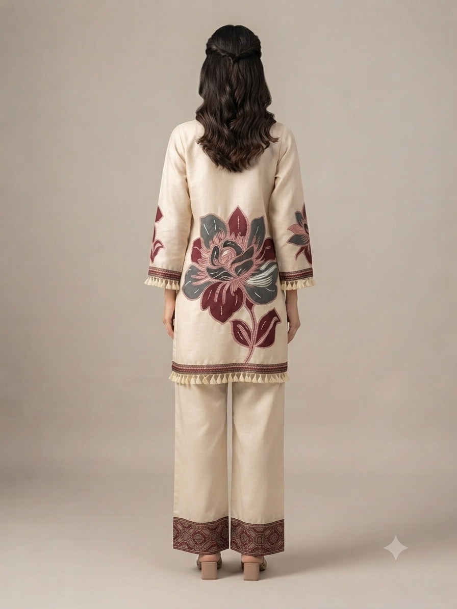 Maroon Bloom Heritage suit set