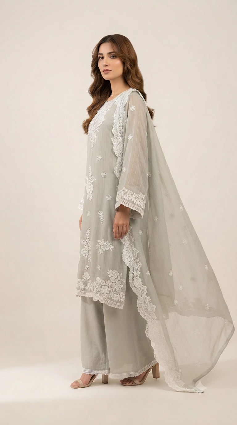 Luxe embroidered suit set