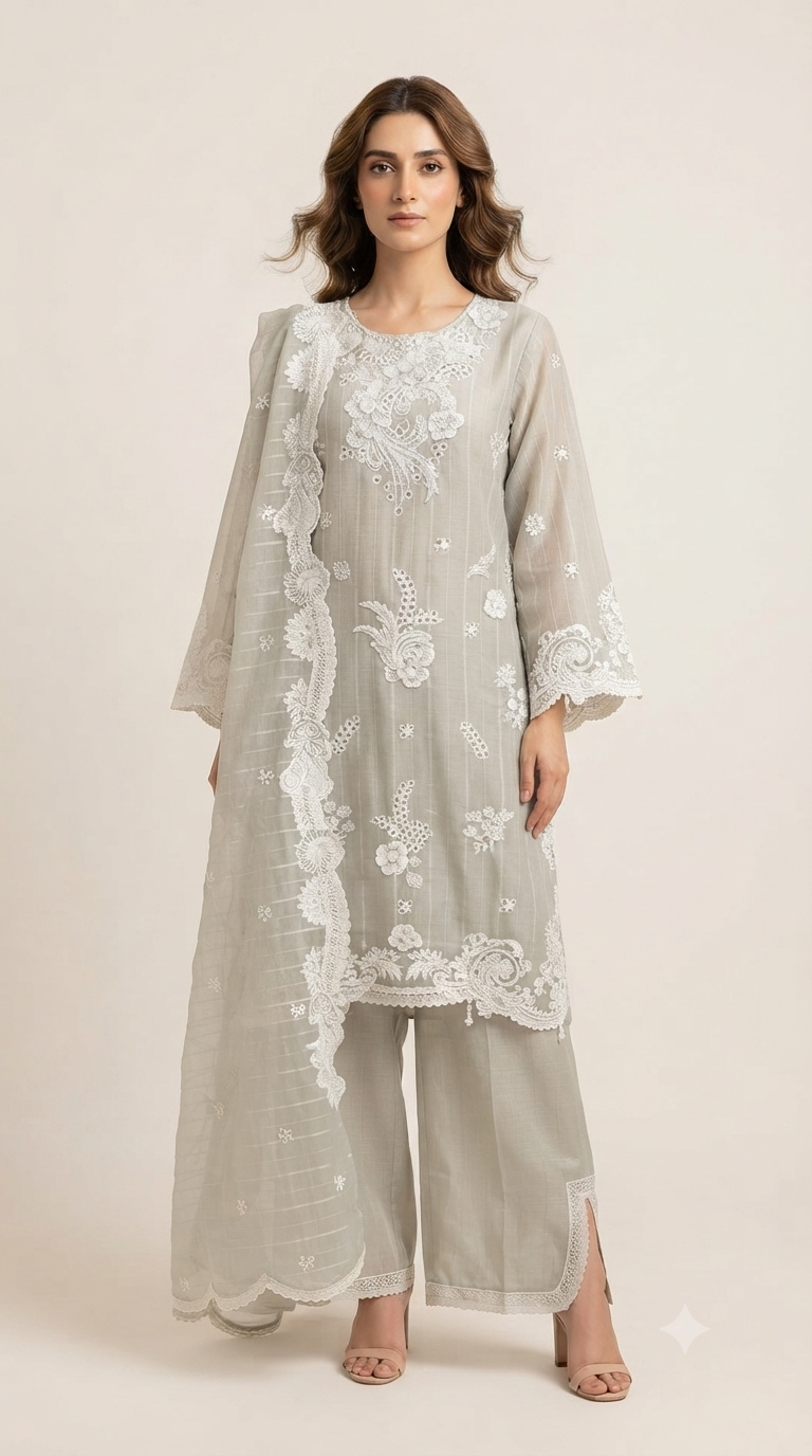 Luxe embroidered suit set