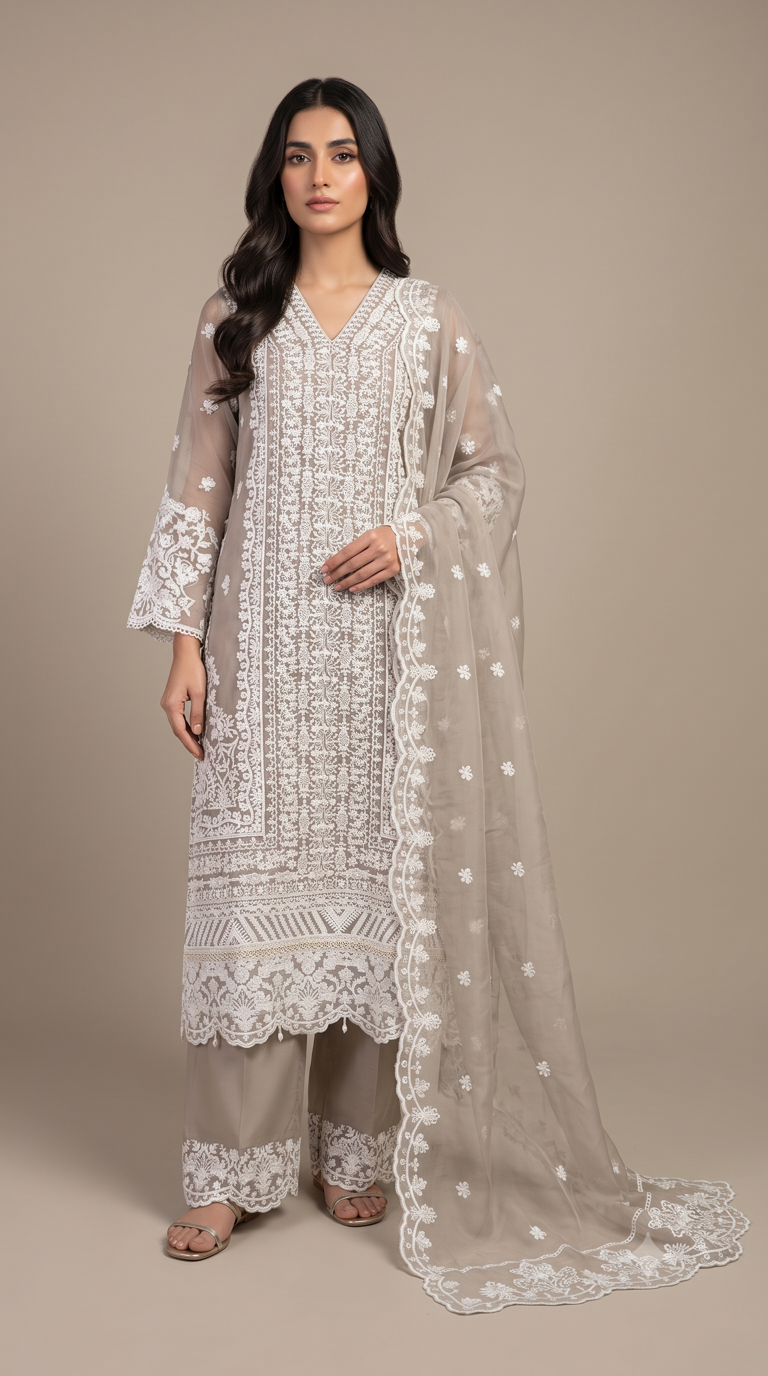 Moonstone grace embroidered suit