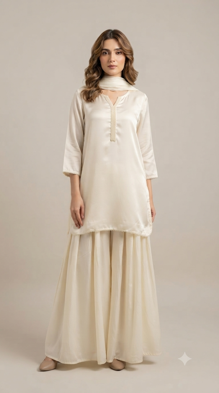 3-piece traditional South Asian Sharara suit