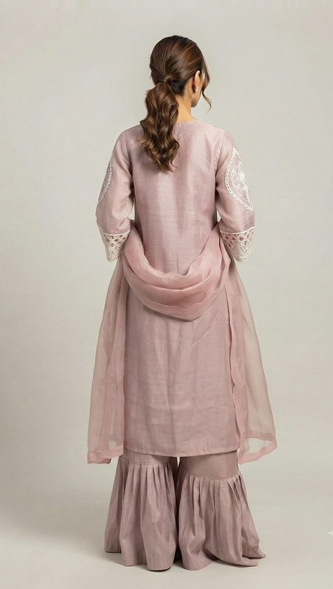 The Dusty Rose Chikankari Sharara Set