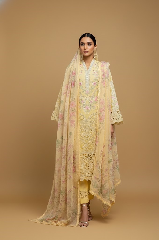 Lemon Chikankari Set