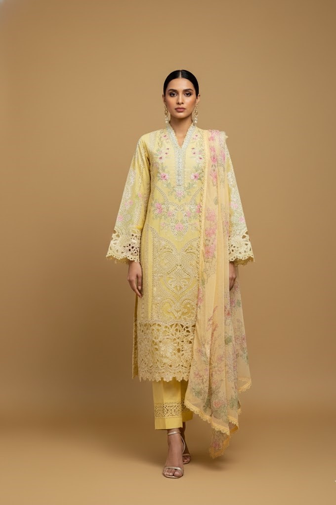 Lemon Chikankari Set